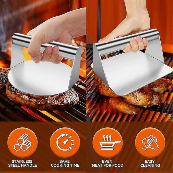 2 pcs Burger Presses, 14 cm Round & Square Hamburger Press for Smashed Burgers