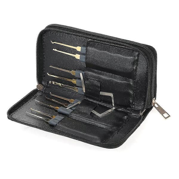 24pcs Professional Lock Picking Tool Set Practice Lock Kit with Leather Case for Locksmith Beginners