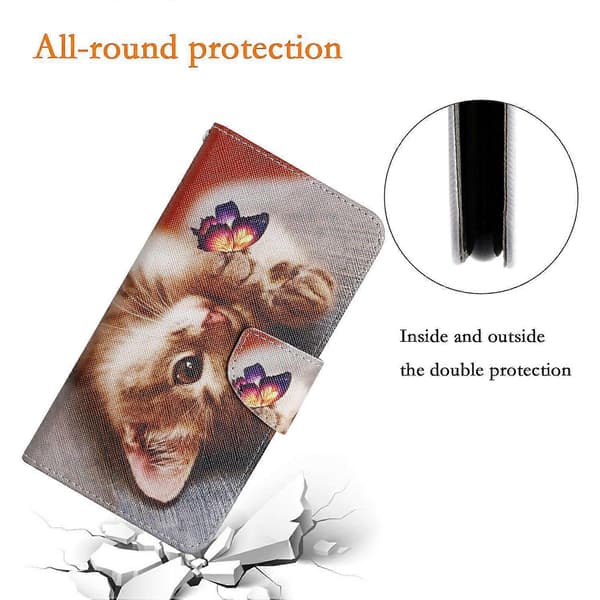 Case for Samsung Galaxy A56 5G with Pattern Print, Protective Folio Phone Case with Wrist Strap (Butterfly Cat)