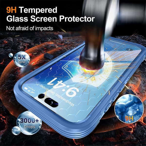 [LCS] For iPhone 17 Magnetic Case PC + TPU Phone Case with Tempered Glass Screen Protector Sky Blue