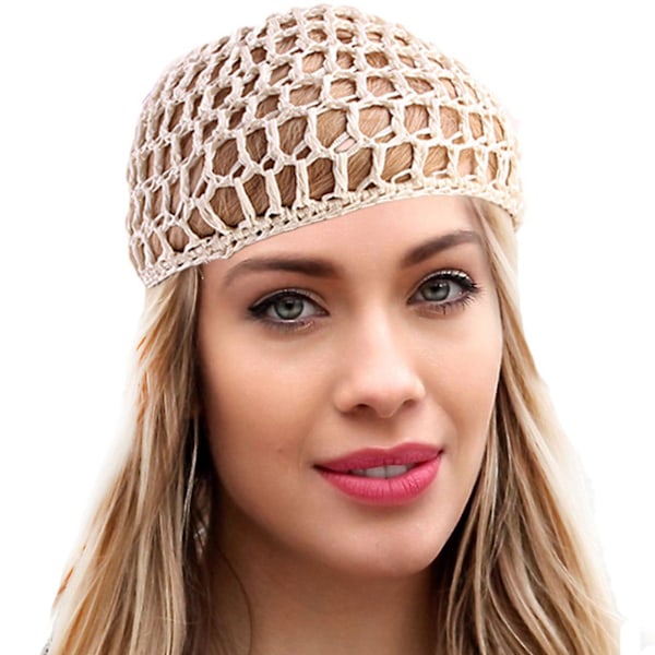 Hårnett i netting, heklet lue, fiskenett hårnett, snood-deksel ornament for soving Yellow