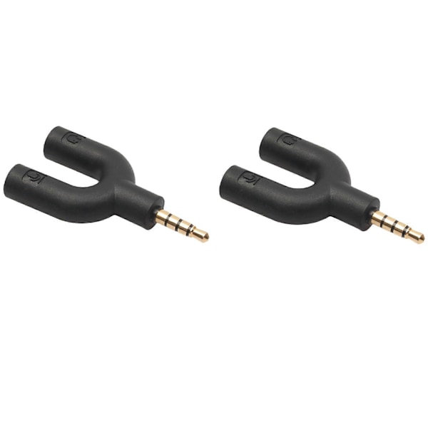 2X U-formad adapter 0,5 MM hörlurskontakt ljudkablar splitter mikrofon 2-i-1 svängbar kontakt för