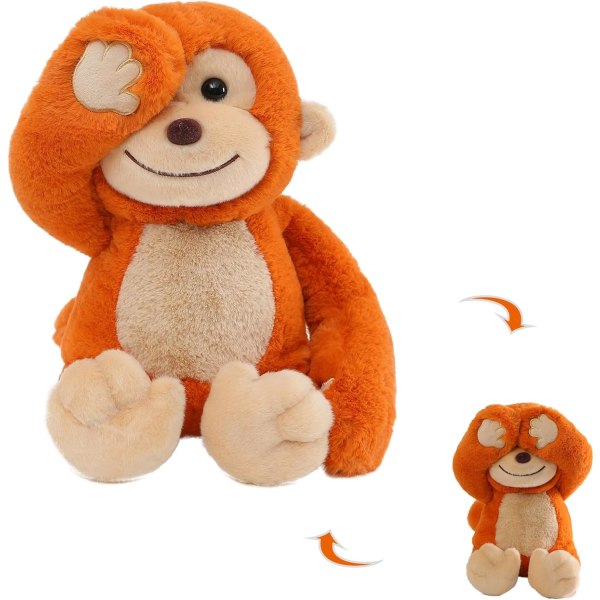 Baby Monkey Stuffed Animals, 16" Soft Plush Monkey Toy Cute Interactive Hide and Seek Plush Toys Newborn Shower Birthday Gifts for Girl Boy Kid