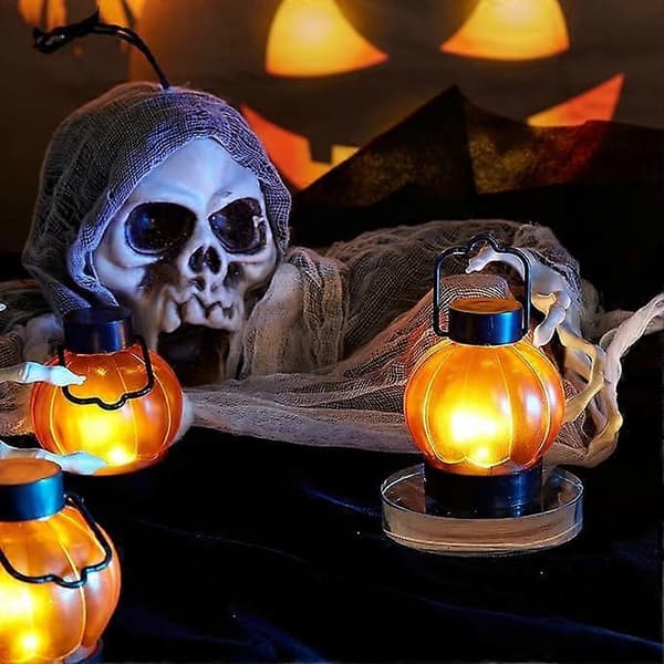 6 LED gresskarlys Batteridrevne flammeløse gresskar telys Halloween julefestdekorasjon