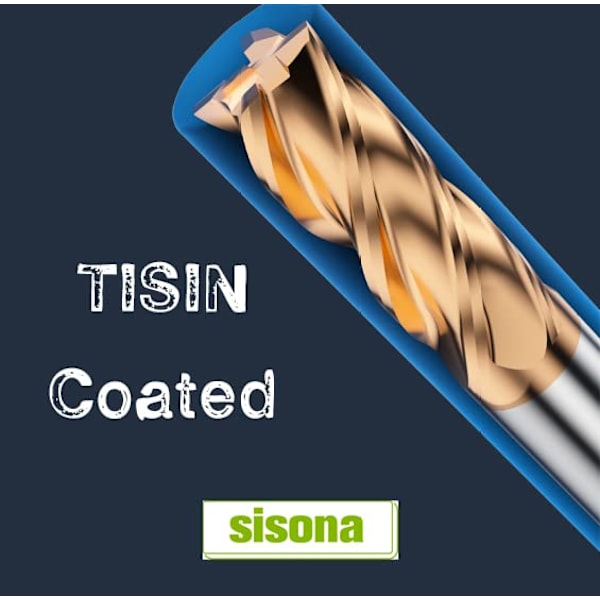 1/8\" 3/16\" 1/4\" 5/16\" 3/8\" Karbidfresesett - Massivt karbid (volframkarbid + kobolt) - 5 stk 4 Fulte CNC-fresestål for stål - TISIN-belagt