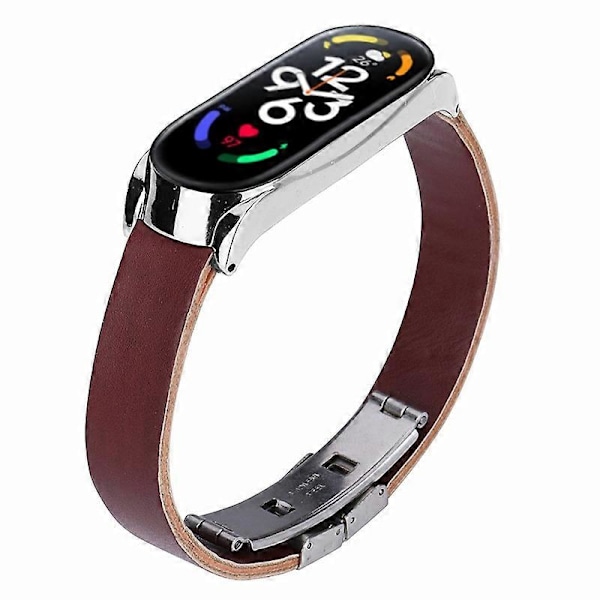 Læderurrem med urkasse til Xiaomi Mi Band 7/Band 7 NFC Style E