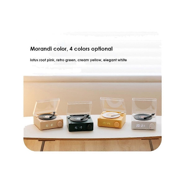 Multifunksjonell Bluetooth-høyttaler Vekkerklokke Vinylplatespiller Skrivebord Lydboks for Rom Soverom
