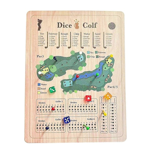 1 Set Trä Golf Tärningsspel Bärbart Rese Golf Resultattavla Leksak Barn Vuxna Interaktiv Golf