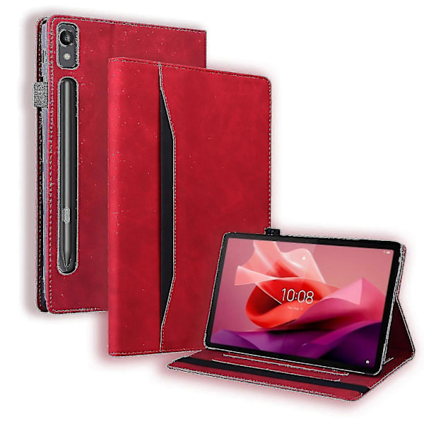 Splejset Læder Tablet Cover Til Lenovo Tab P12 12.7-ZZY Red