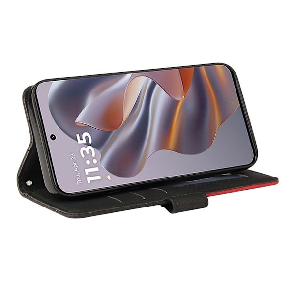 KT Leather Series-1 Motorola Edge 50 Neo 5G Nahkakotelo Värien Yhdistelmä Puhelinkuori Lompakkojalustalla Multicolor Black