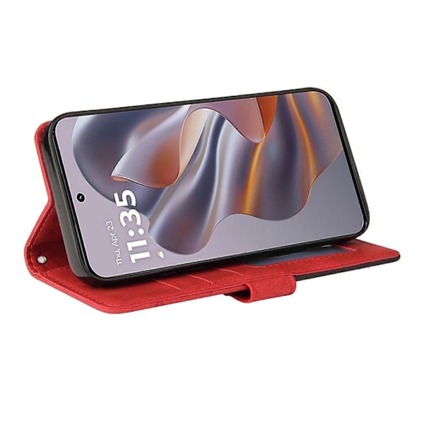 KT Leather Series-1 Motorola Edge 50 Neo 5G Nahkakotelo Värien Yhdistelmä Puhelinkuori Lompakkojalustalla Multicolor Red