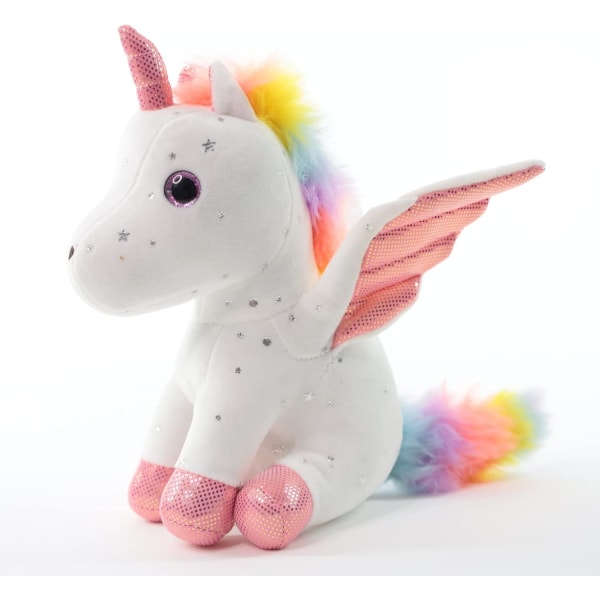 Sy Butiful 8" Unicorn gosedjur - Söt plyschleksakspresent för 3-8 år gamla flickor, mjuk födelsedagspresent till baby, toddler, barn, inredning (vit)
