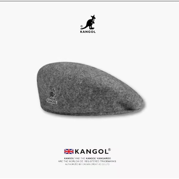 Kangol 504 Litteä Lippalakki Miehille ja Naisille Rento Beretti Hattu Talvi Newsboy-Lakki Miehille ja Naisille gråsvart M（56-58cm）