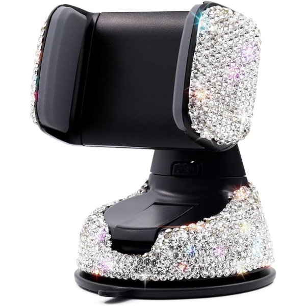 Bling Bling Biltelefonholder, 360° Justerbar Auto-Roterende Biltelefonholder Luftventil for iPhone Galaxy Smartphone eller 3,5-6 Tommers GPS-enheter (Sølv)