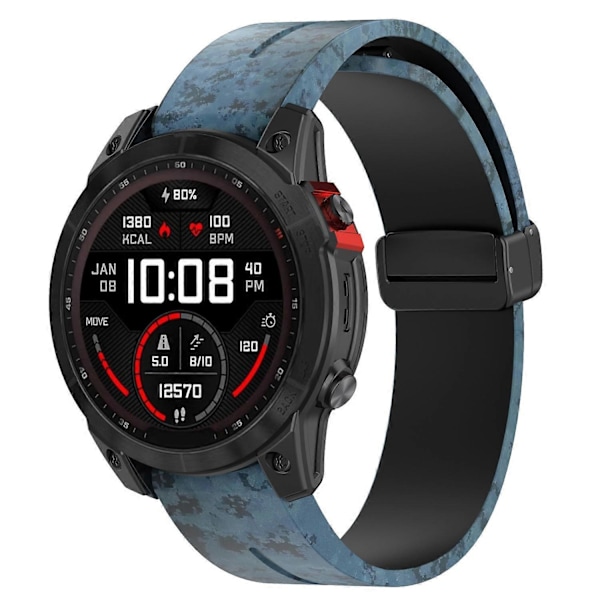 Tyyppi H Garmin Fenix 7/Forerunner 965/955/945/935 kellon ranneke musta solki 22mm Camouflage Style H