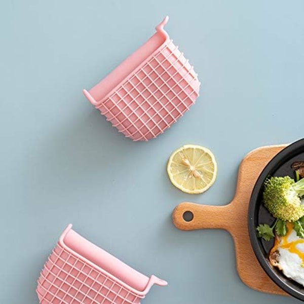 Mini Silikon Ugnsvantar Set, Ugnsvantar Isolerad, Kök Matlagning och Bakning Ugnsvantar, Skydda Fingrar Mini Ugnshandklämmor Säljs i Par (Rosa)