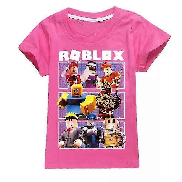 Ny Pojkar Flickor Sommar Casual Kortärmad T-shirt Roblox Barn Bomulls T-shirt Topp 140 Rose red