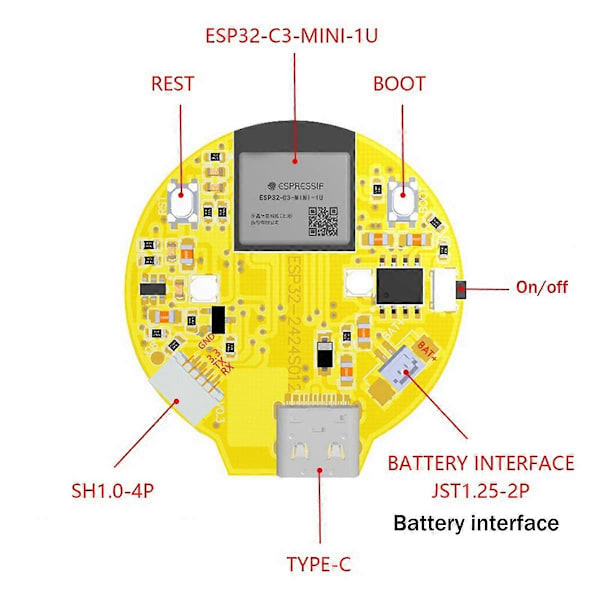 2X ESP32-C3 -kehityskortti, 1,28 tuuman pyöreä LCD-näyttö kosketusnäytöllä ja Wifi Bluetooth -moduulilla