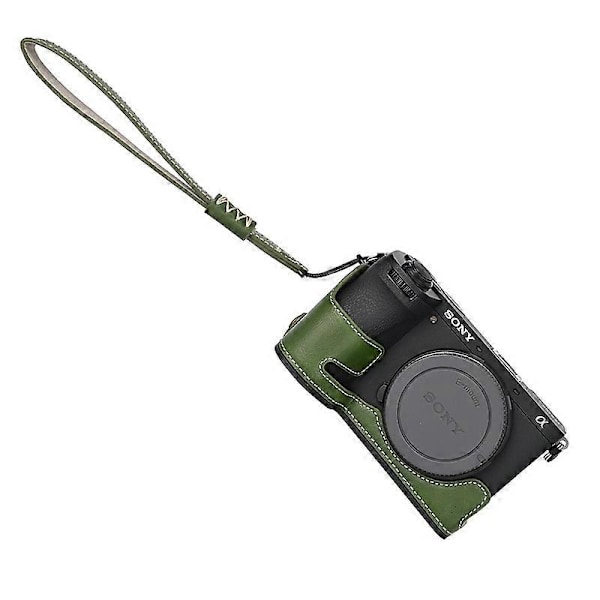 Typ D För Sony A6700 PU Läder Bottenfodral Halv Kroppskamera Skyddande Omslag Style A