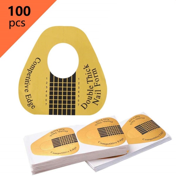 100 hästsko spik former Hästsko nagel former / UV GEL nagelförlängningar form guide klistermärken