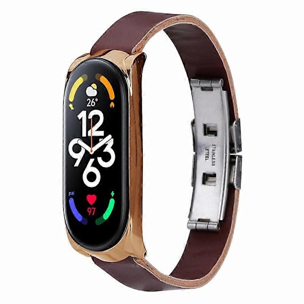 Læderurrem med urkasse til Xiaomi Mi Band 7/Band 7 NFC Style D