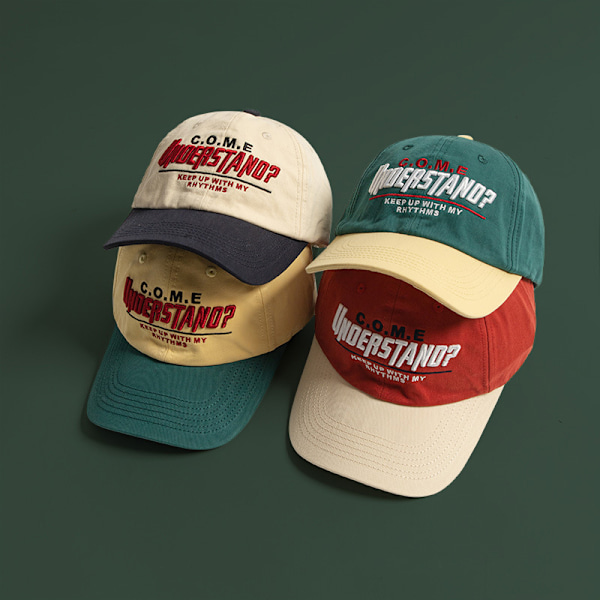 Baseballkeps för tung industri med färgmatchning, herr och dam, mjuk keps med bokstav, hiphop, solskydd Beige