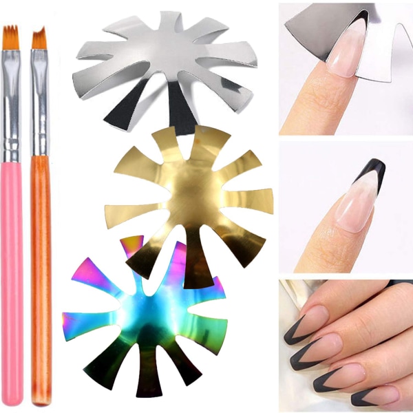 Nail art - H-formad Färgglad + Silver + Guld + Mahogny Swallowtail Blomsterpenna/Pink Square Grace Pen