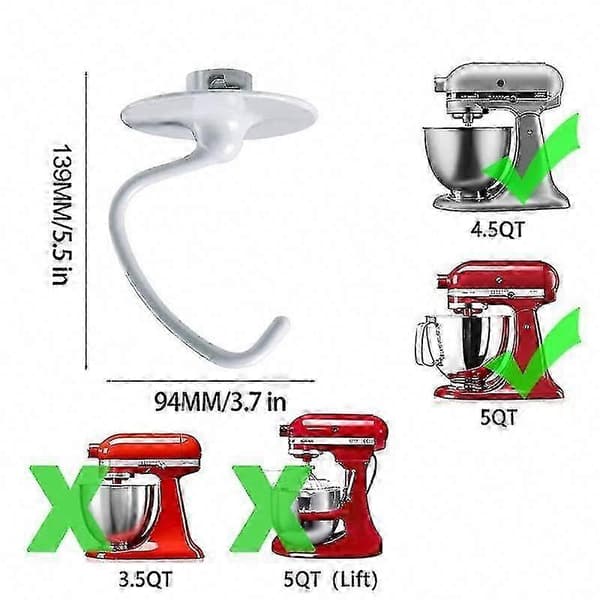 Paddel tilbehør til KitchenAid 4.5-5 Qt Tilt-Head Røremaskiner K45B/K5THCB/K5THB White silver