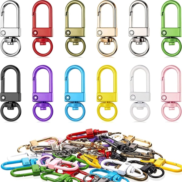 Färgglada metallhummerklospännen Vridbara nyckelband Trigger Snap Hooks Rem med nyckelringar DIY-tillbehör för väska, 12 färger (36 delar)