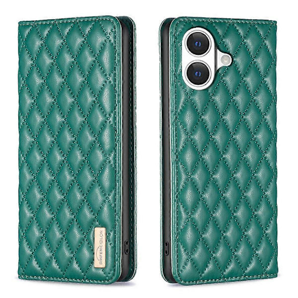 Magnetic Diamond Pattern Leather Case (Green, for iPhone 17)