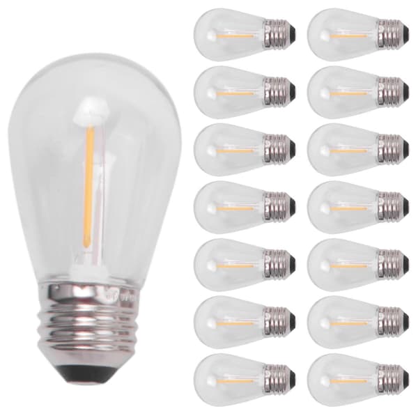 15-pack 3V LED S14 Ersättningslampor Splittersäkra Utomhus Solcellslinga Varmvitt