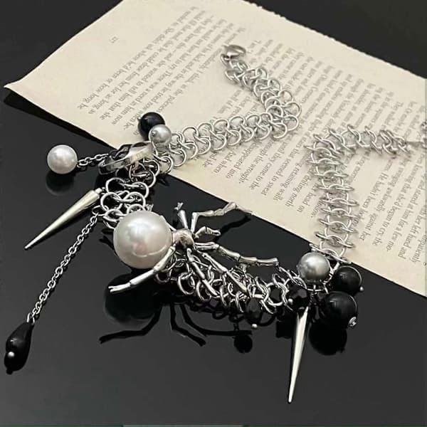 Retro spindelknapphalsband med överdriven design choker