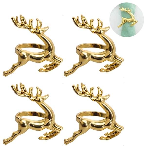 Servietringe, 4 stk. gyldne elg chic servietringe til service, bryllupsreceptioner, jul.