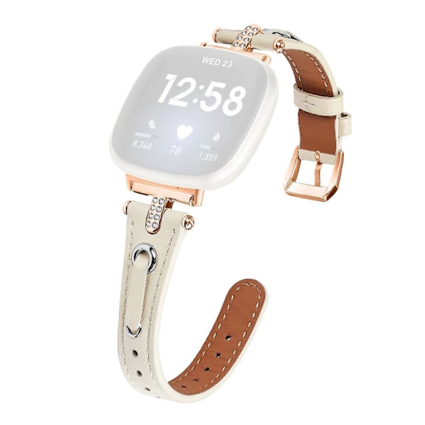 Typ B Armband i äkta ko-läder för Fitbit Versa 4/Sense 2 Klocka (Spänne i Roséguld) Style D
