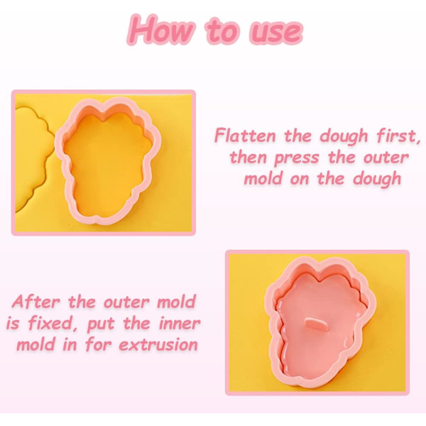 8 stk. Mini Cartoon Kageform, 3D Relief Design Peberkage Kagestempler, Søde Katteforme Kageforme, egnet til Frosting Dekoration