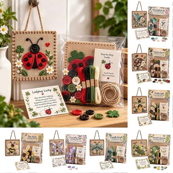 Button Blessing Vänskap DIY-kit – Insekts- och djurpyssel – present för vuxna och tonåringar E