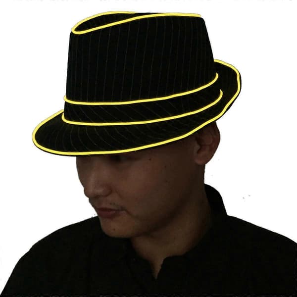 Fest LED Jazz Hat Flashing Fedora til 2 stk. orange lysbrug