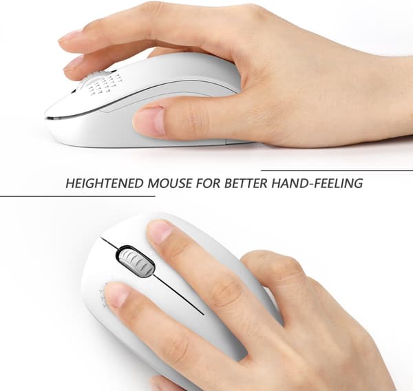 Mini Wireless Mouse, 2.4G Silent Mouse with USB Receiver - Portable Computer Mice for PC, Tablet, Laptop with Windows System (White)
