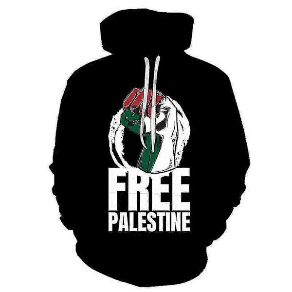 Gratis Palestina Flagga Tryck Hoodie Tröja TMW121-14 M