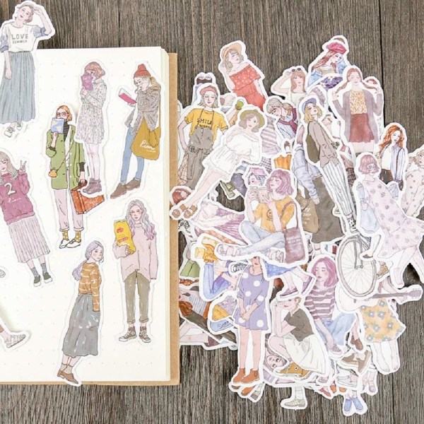 100 PCS Fashion Lovely Girls Stickers Waterproof Handbook DIY Craft Photo Album Scrapbook Journal Planner Motorcycle Car Laptop Luggage