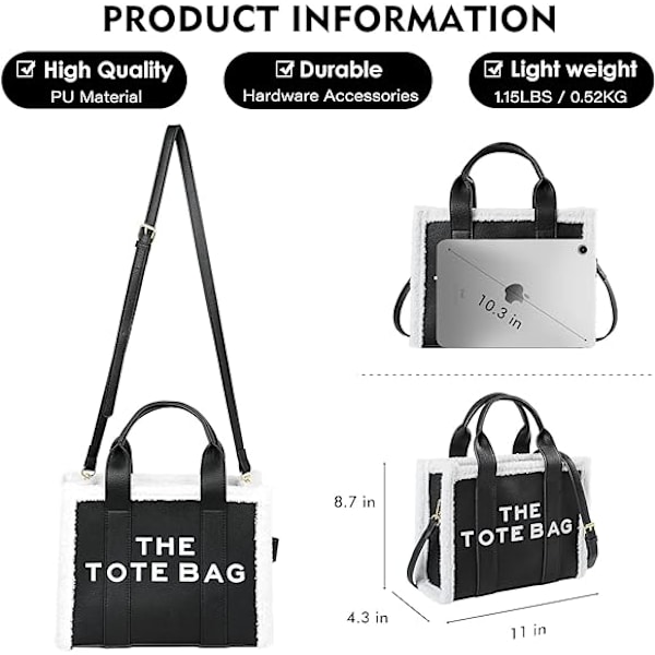 Læder Tote Bags til kvinder - Personlige læder Tote Bags Mini Top-Handle Crossbody Tote Bag Håndtaske til rejser arbejde