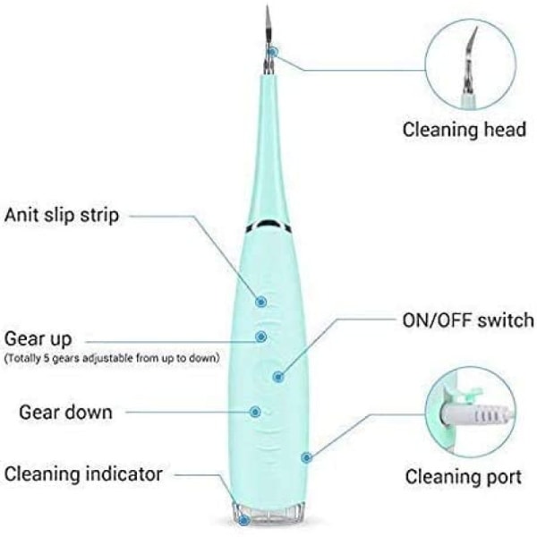Plakkfjerner, Oppladbar Tannrenser - 5 Rengjøringsmoduser