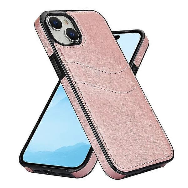 Compatible case for iPhone 13 mini, scratch-resistant PU+TPU phone case with card holder (Rose Gold)