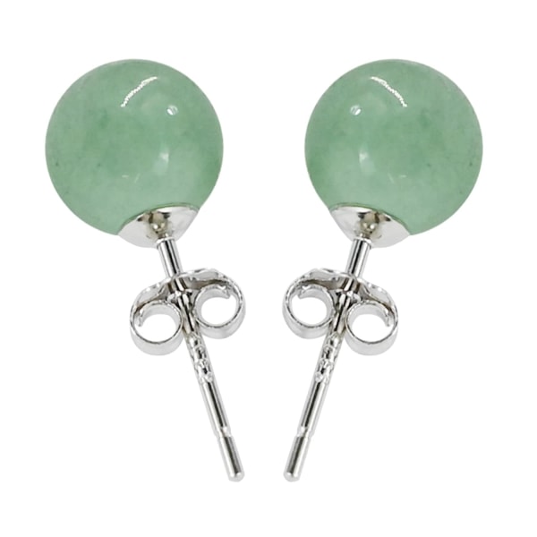 6 mm gröna jade örhängen för kvinnor, 925 sterling silver örhängen för känsliga öron
