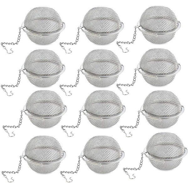 12 stk. rustfrit stål te kugle mesh te infuser si, premium te filter te interval diffuser med forlænget kæde krog
