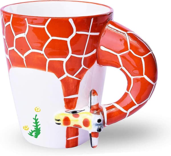 3D Handmålad Keramisk Djurmönstrad Kaffemugg (Giraff)