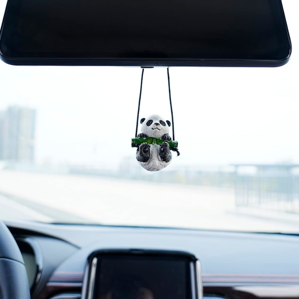 Söt Svängande Panda Bilspegel Hängande Tillbehör Roliga Interiör Backspeglar Bildekorationer (Panda)