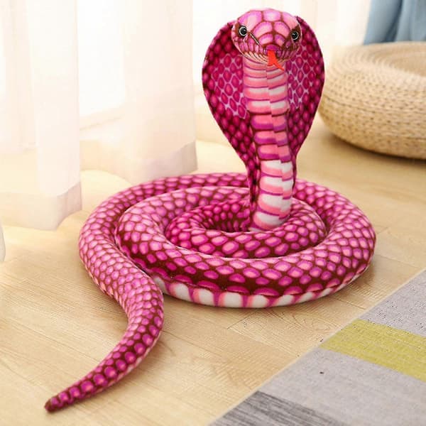 2,4 m Cobra Plyschdjur Orm Cobra Orm Plyschleksak Stor Kung Cobra Gosedjur Orm Rose red
