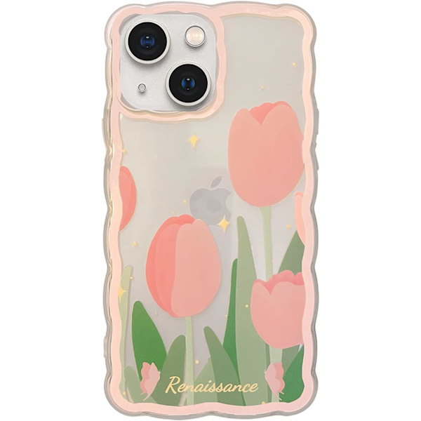 Sött iPhone 13-fodral för kvinnor och flickor, vackert blommönster, vågform, bekvämt grepp, design för tjejer, smalt, tunt, mjukt och flexibelt - tulpanblomma