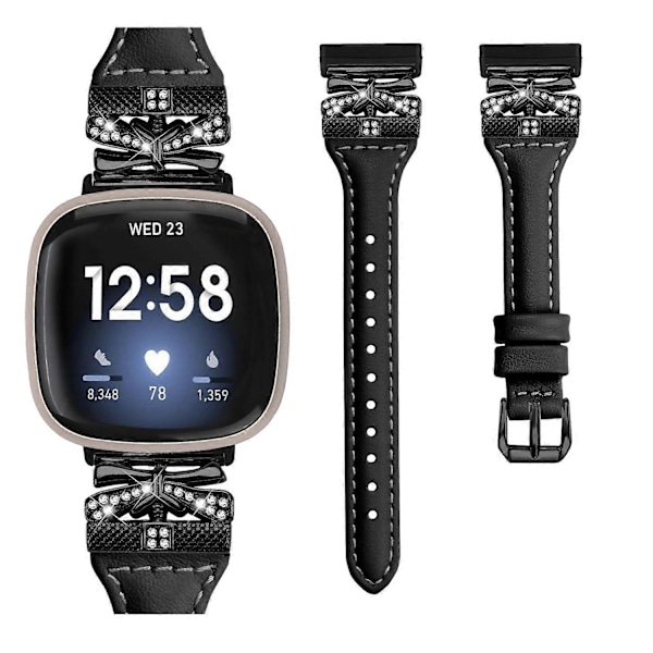 Tyyppi C Musta Solki Ranneke Fitbit Versa 3/4/Sense/Sense 2 Perhosliittimellä Älykellolle Style B
